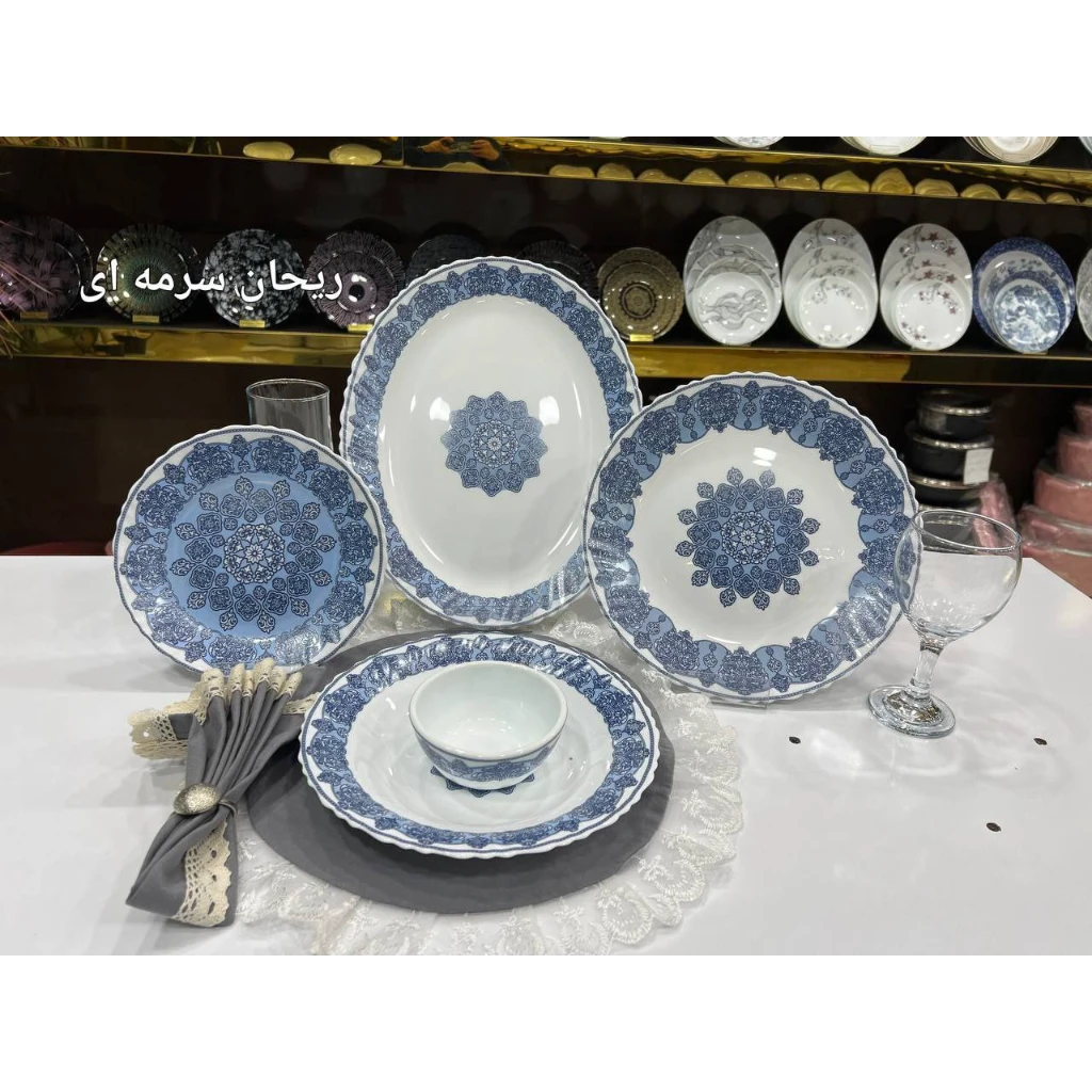 سرویس غذاخوری 25 پارچه دینو مدل رجینا سرمه ای