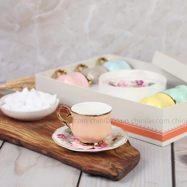 سرویس فنجان و نعلبکی قهوه خوری رنگی وارداتی