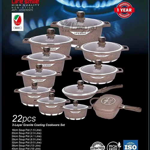 سرویس قابلمه ۲۲ پارچه Life Smile-FLHMLife Smile-FLHM 22-piece pot set