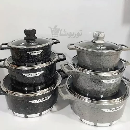 سرویس قابلمه ۶ پارچه لایف اسمایل گرانیتی 32،36،40 مدل LIFEP7-3Life Smile 6-piece pot-1