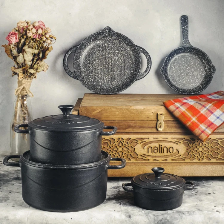 سرویس پخت و پز چدن ۸ پارچه نالینو مدل Fico