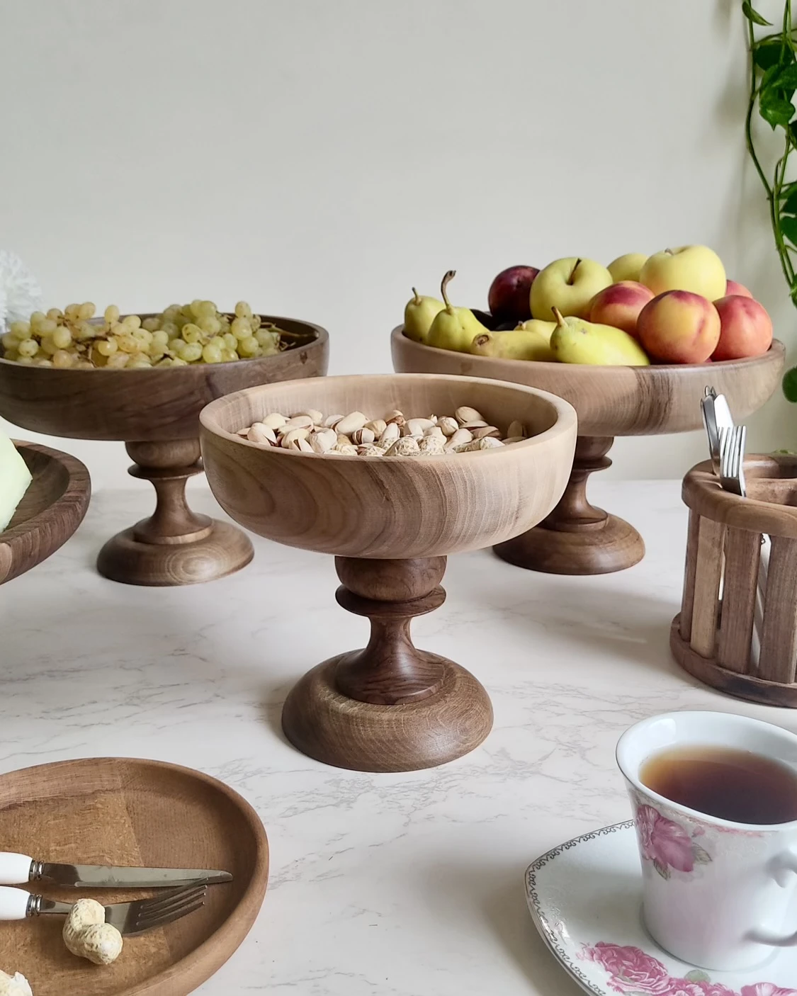 سرویس پذیرایی 4 پارچه چوب گردو پایه بلند PORTO