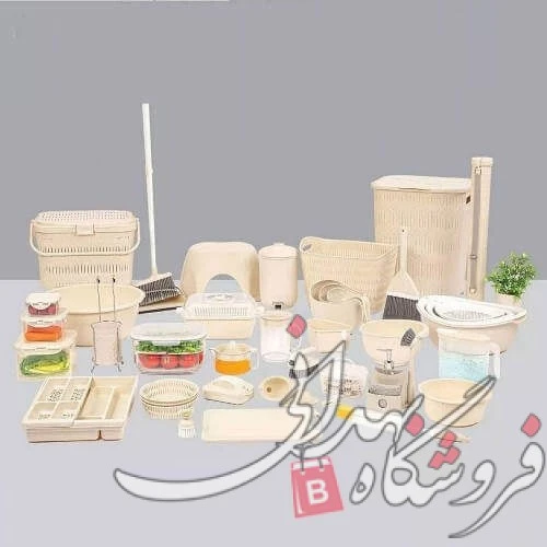 سرویس پلاستیک جهیزیه لیمون مارین 40 ایتم 58 پارچه وانیلی