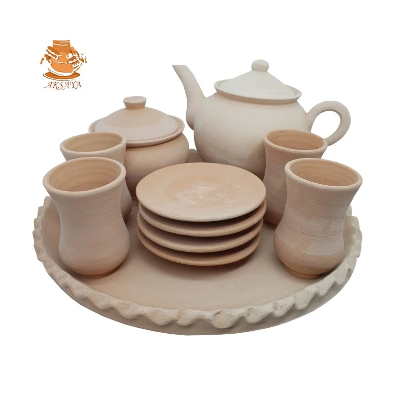سرویس چای خوری سفالی مدل شاه عباسی ۱۳ پارچه