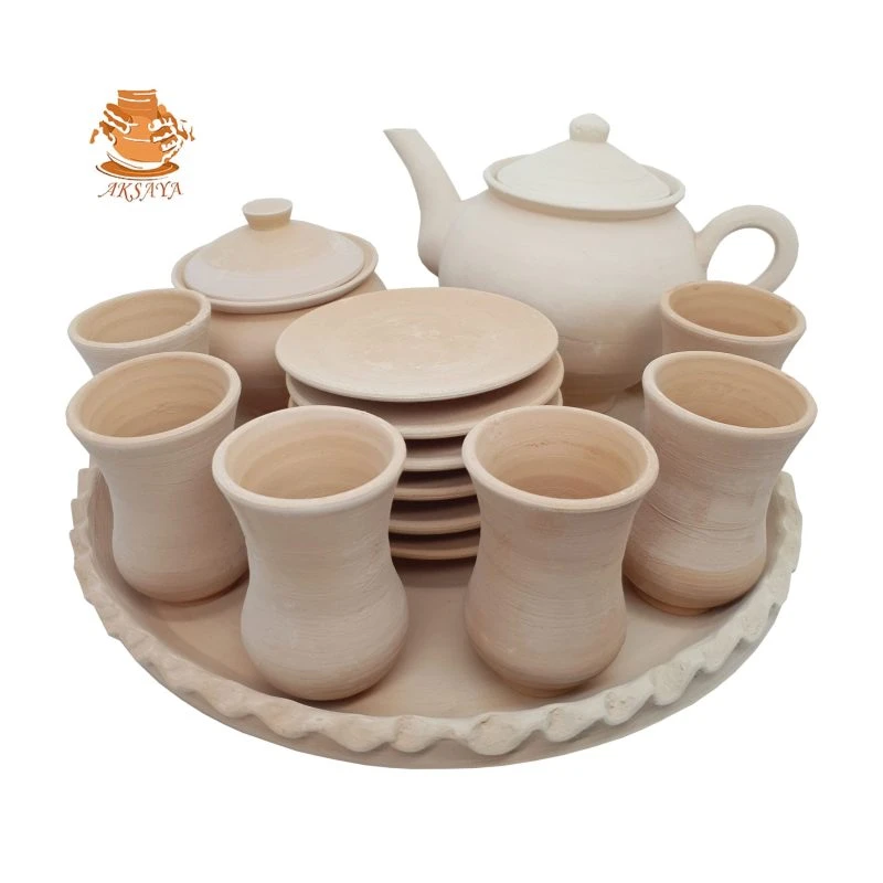 سرویس چای خوری سفالی مدل شاه عباسی ۱۷ پارچه
