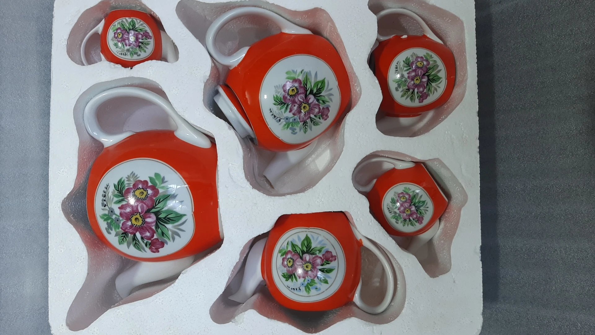 سرویس ۶سایز قوری نارنجی گلدار