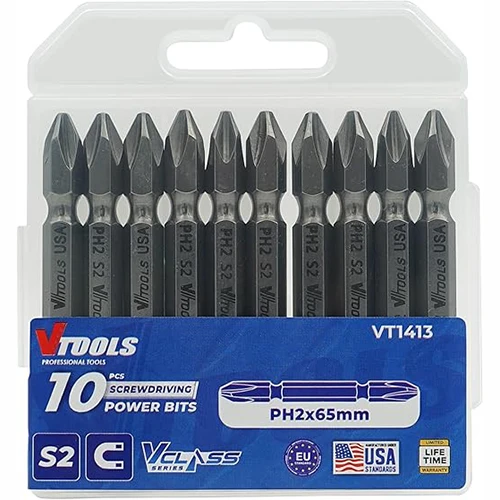 سری 10عددی پیچ بند دو سر چهارسو اصلی vtools مدل vt1413Series of 10 pieces of original vtools vt1413 double-headed screws