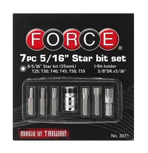سری بیت ستاره ای 7 عددی با بیت هولدر 3/8 درایو مدل F3071 برند FORCE