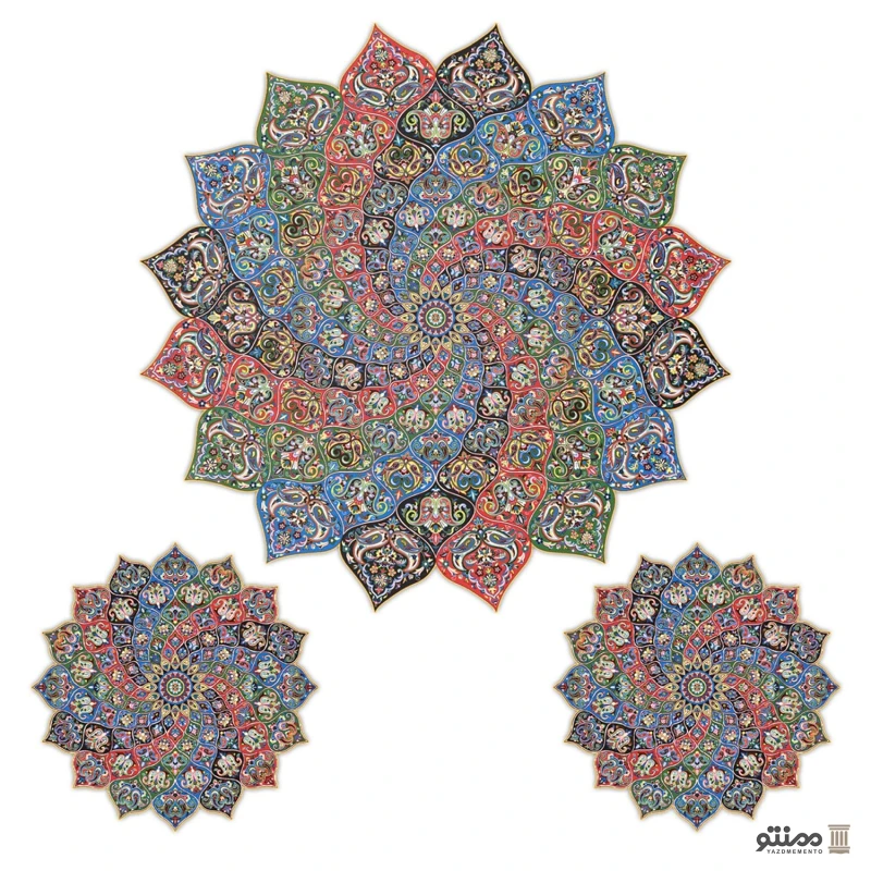 سری سه تکه ترمه طرح آبادیس قرمز آبی