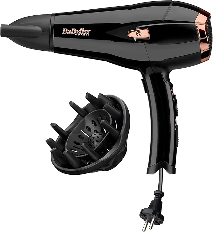سشوار حرفه‌ای BaByliss Cordkeeper 2200W مدل D373E با دیفیوزر – فناوری یونی و سیم جمع‌کن | آمازونیکس