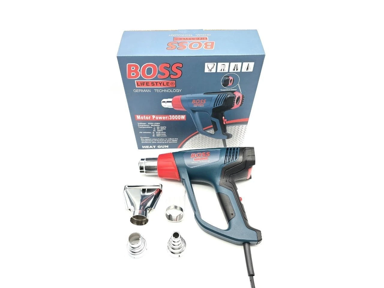 سشوار صنعتی دیمردار بدنه نشکن باس مدل ۳۰۰۰ وات مدل Bs_Heat gun3000