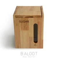 سطل شکر چوبی رابروود(Baloot) مدل2204 بلوط _درب کشویی با پنجره شفاف