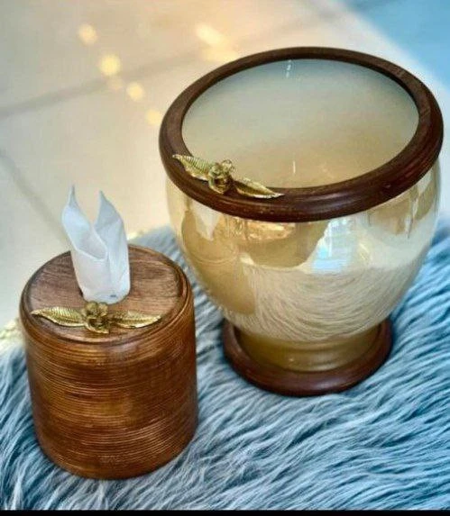 سطل و دستمال چوبی کاراملی