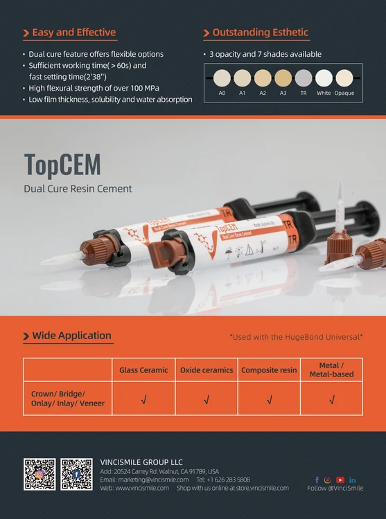 سمان رزینی دوال کیور vincismile – TopCEM Dual Cure Resin Cement