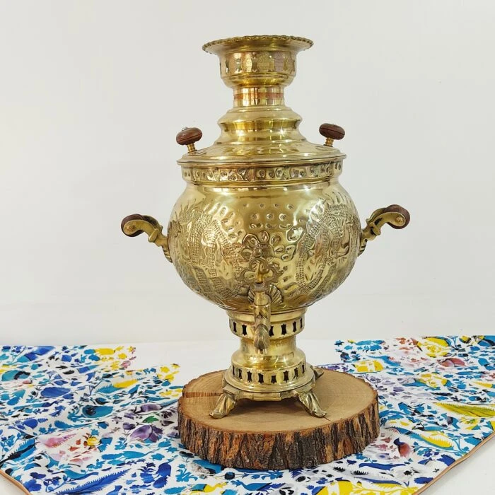 سماور ذغالی برنجی 4 لیتری نانو ارسال رایگان