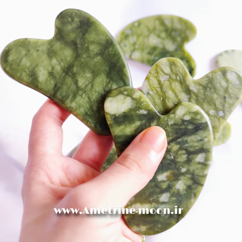 سنگ ماساژ گواشا یشم طبیعی اصل ضخیم درجه1 تخصصی2