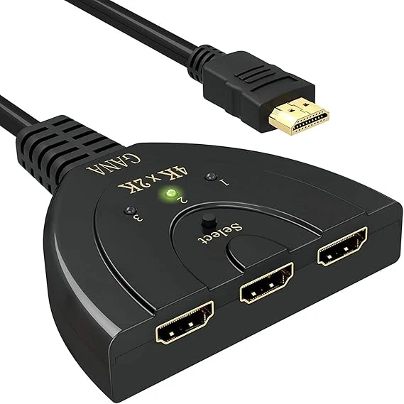 سوئیچ 3 پورت HDMI GANA با پشتیبانی از کیفیت 1080P و ورودی/خروجی سریع | آمازونیکس