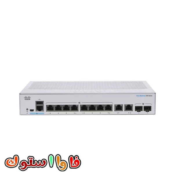 سوئیچ شبکه PoE سیسکو 8 پورت CBS350-8T-E-2G