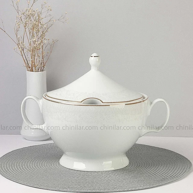 سوپ خوری درب دار طوس چینی طرح جاسپر