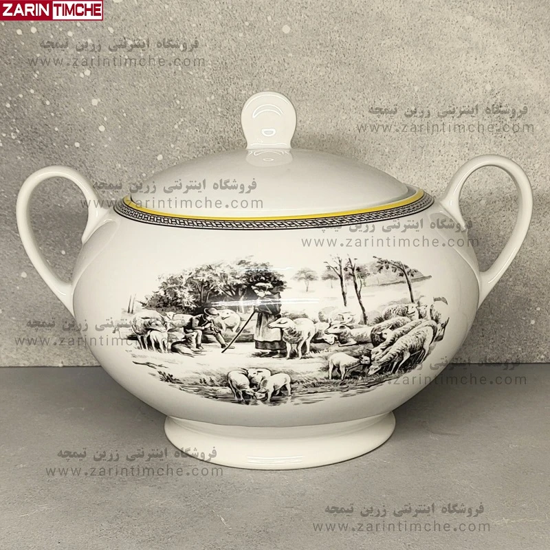 سوپ خوری درب دار چینی زرین مدل ویلیج