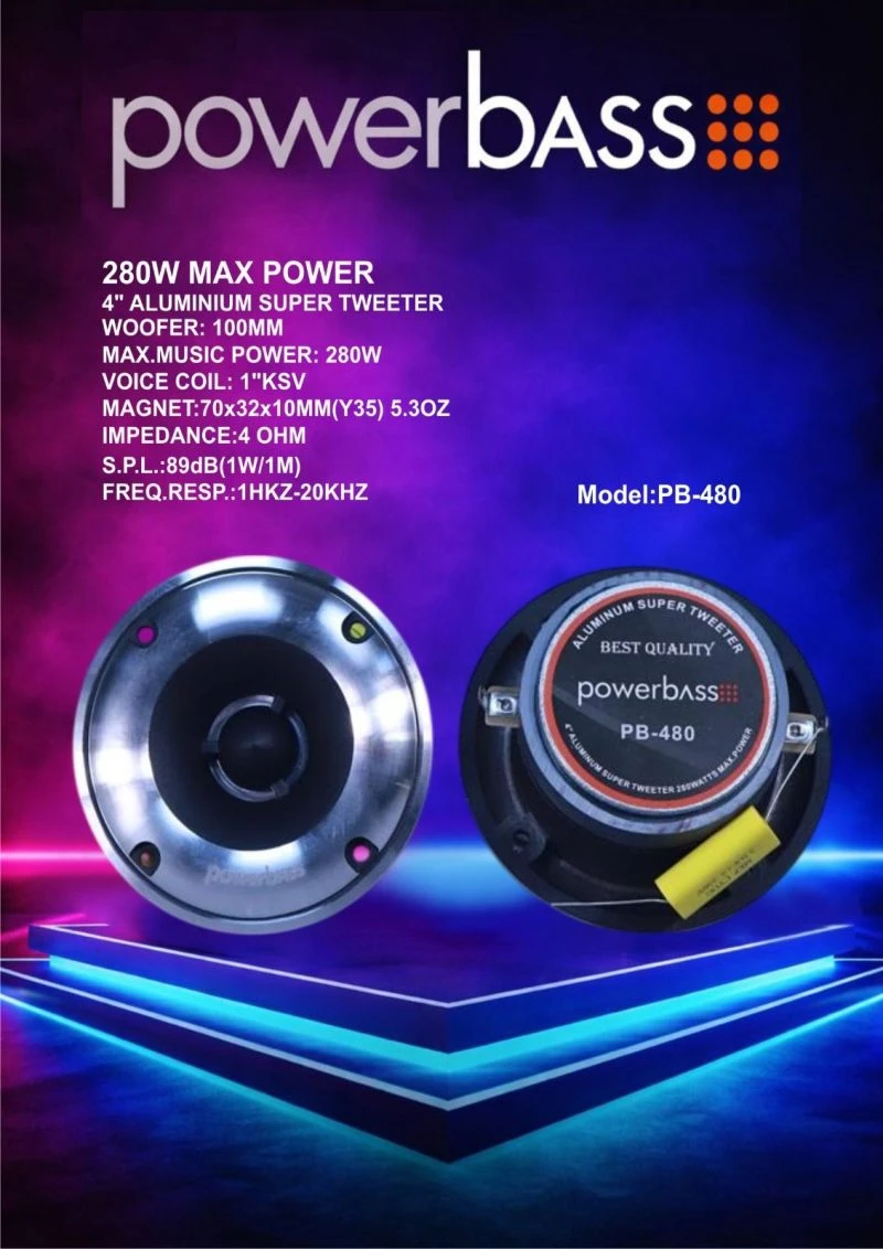 سوپرتویتر خودرو مدل Powerbass PB-480 با توان 280 وات