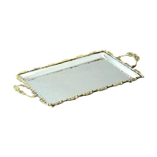 سينی پذیرایی استیل برنجی مدل مستطیل کد DB-80096
