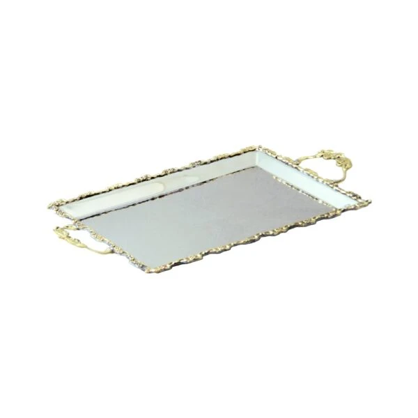 سينی پذیرایی استیل برنجی مدل مستطیل کد DB-80097