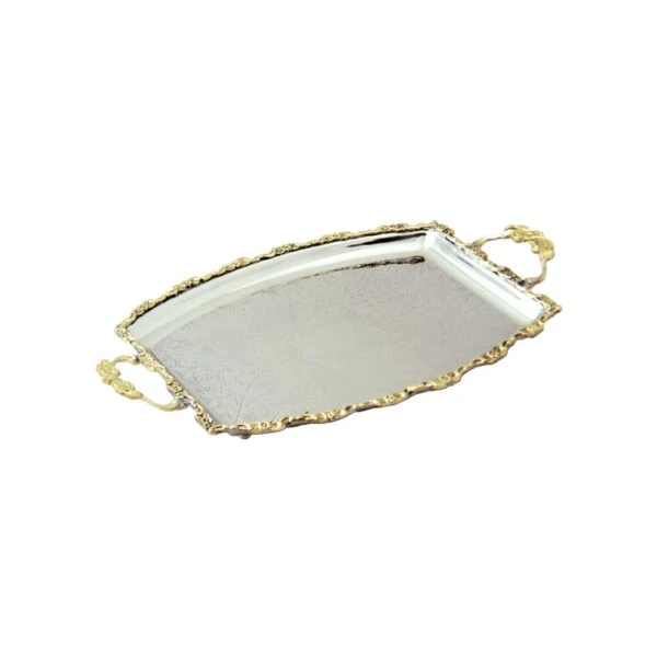 سينی پذیرایی استیل برنجی مدل هلالی کد DB-80081