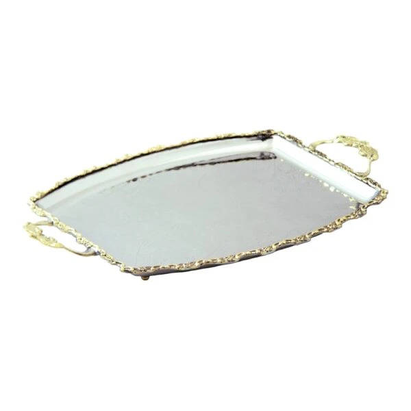 سينی پذیرایی استیل برنجی مدل هلالی کد DB-80082