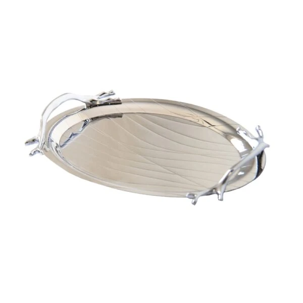سينی پذیرایی مدل بیضی استیل لیزری کد SS-90088