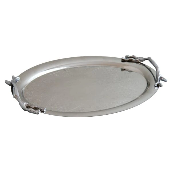 سينی پذیرایی مدل بیضی بزرگ استیل براق کد SS-80089