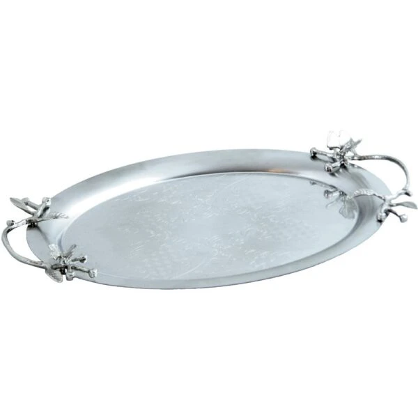 سينی پذیرایی مدل بیضی بزرگ استیل مات کد SK-80089