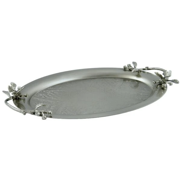سينی پذیرایی مدل بیضی بزرگ نقره‌ای کد N-6089