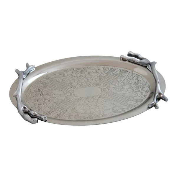 سينی پذیرایی مدل بیضی کوچک استیل براق کد SS-80088