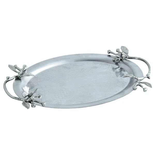 سينی پذیرایی مدل بیضی کوچک استیل مات کد SK-80088