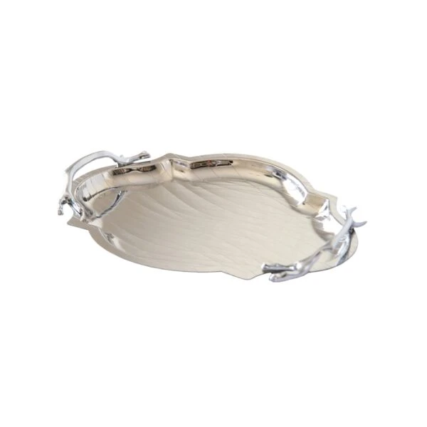 سينی پذیرایی مدل بیضی گوشه دار استیل لیزری کد SS-90084