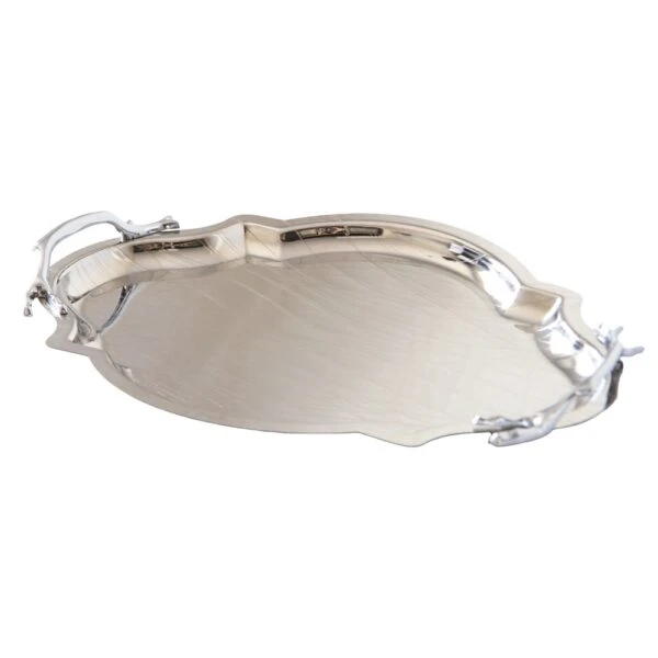 سينی پذیرایی مدل بیضی گوشه دار استیل لیزری کد SS-90085