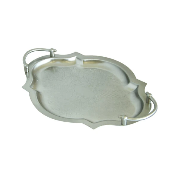 سينی پذیرایی مدل بیضی گوشه دار دو تیکه نیکل کد6085-22N