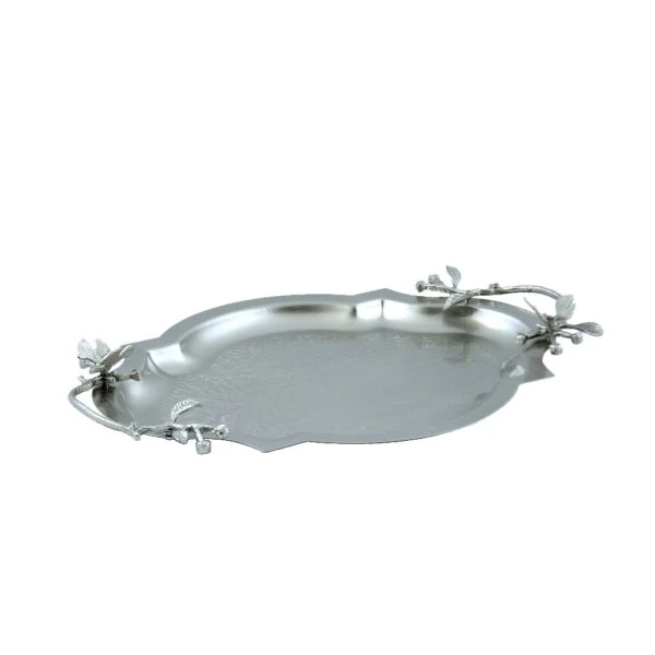سينی پذیرایی مدل بیضی گوشه دار متوسط استیل مات کد SK-80084