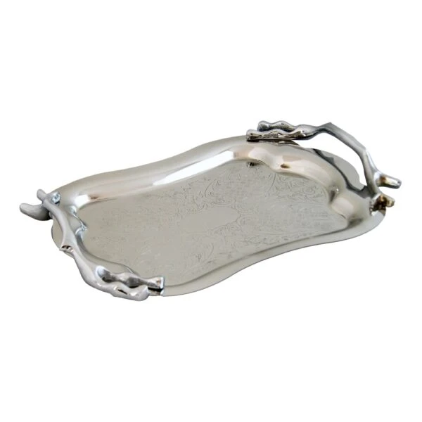 سينی پذیرایی مدل کمر باریک بزرگ استیل براق کد SS-80093