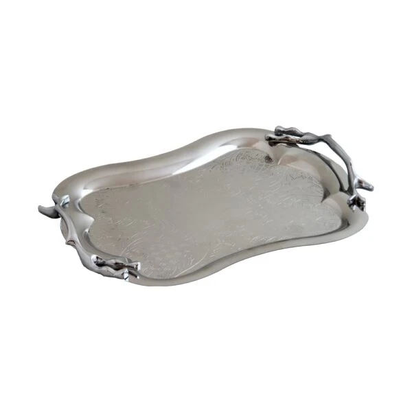 سينی پذیرایی مدل کمر باریک کوچک استیل براق کد SS-80092