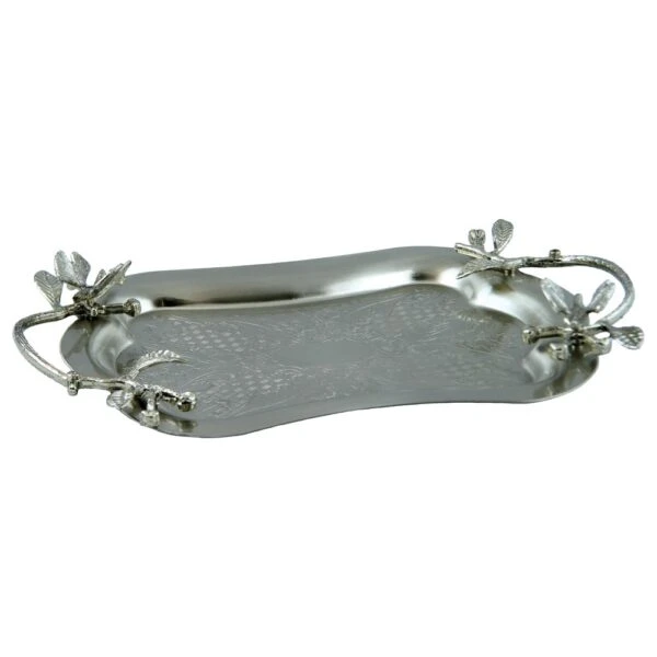 سينی پذیرایی مدل کمر باریک کوچک نقره‌ای کد N-6092