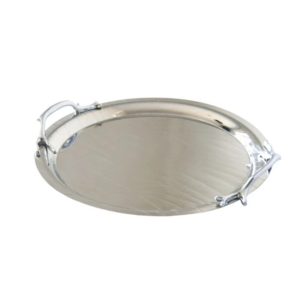سينی پذیرایی مدل گرد استیل لیزری کد SS-90087