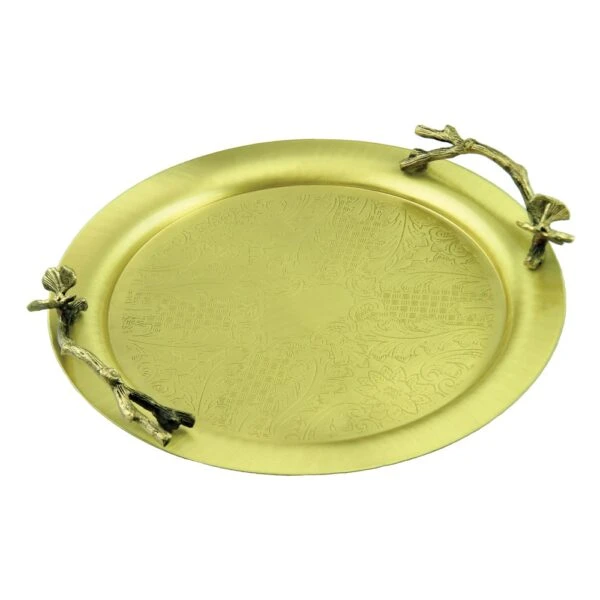 سينی پذیرایی مدل گرد متوسط برنجی کد B-3086