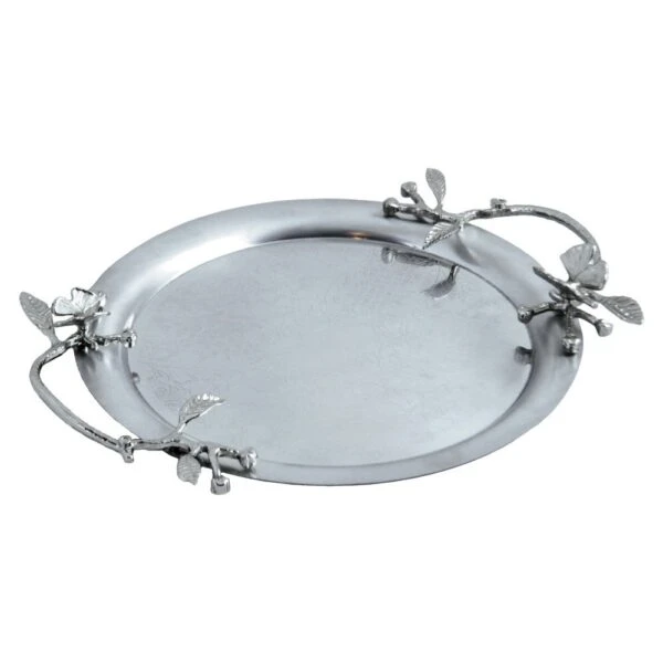 سينی پذیرایی مدل گرد کوچک استیل مات کد SK-80086