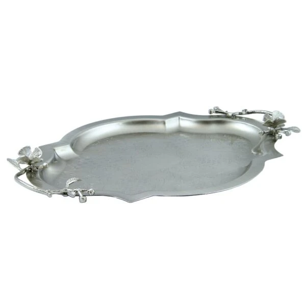 سينی پذیرایی مدل گوشه دار متوسط نقره‌ای کد N-6084