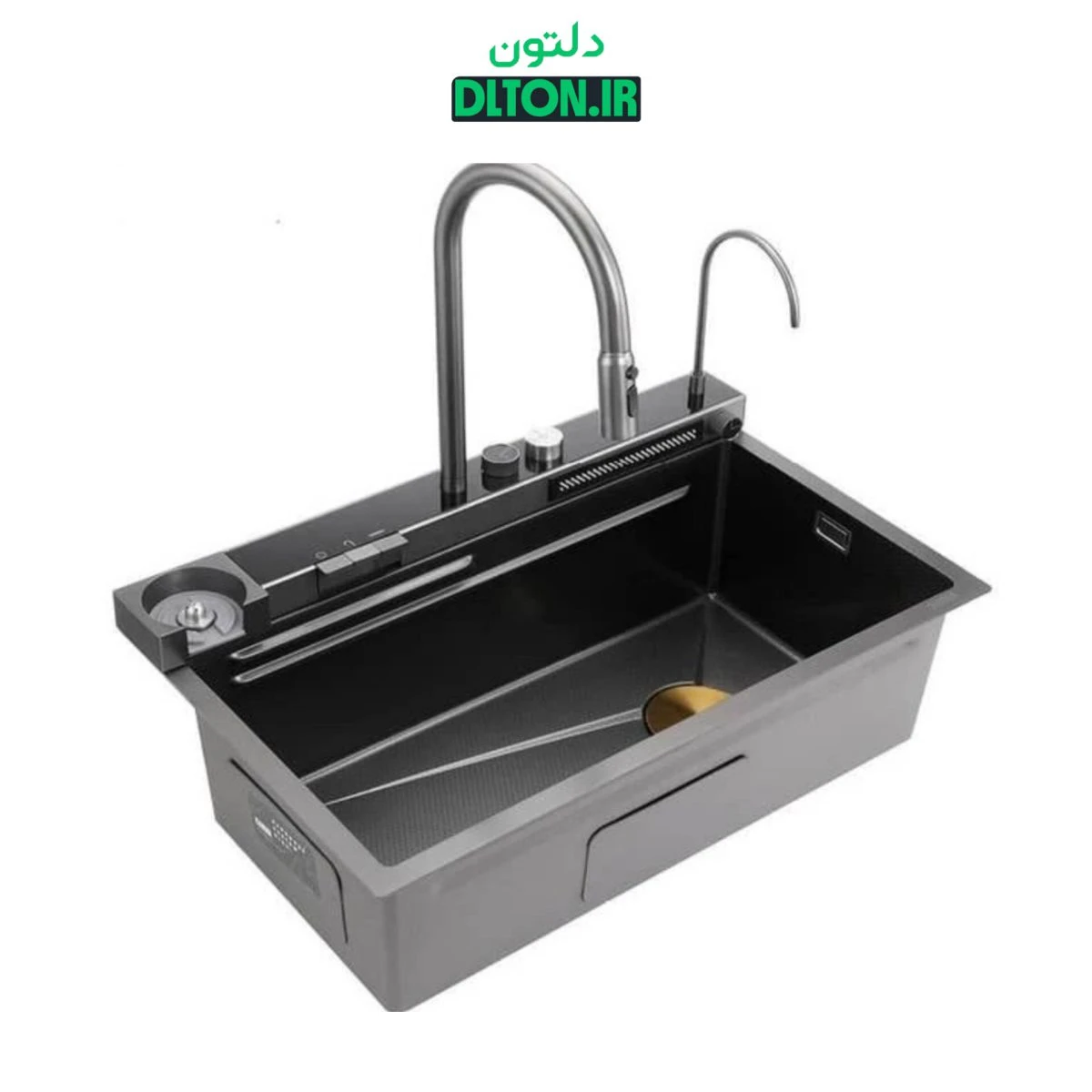 سینک ظرفشویی آبشاری مشکی مدل پیانویی 4 کلید گرید A