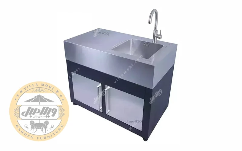 سینک و میز کار استیل مشکی امین مدل SRC 103