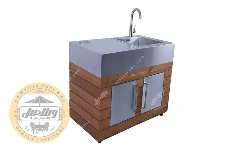 سینک و میز کار استیل و ترموود امین مدل SWRC 103