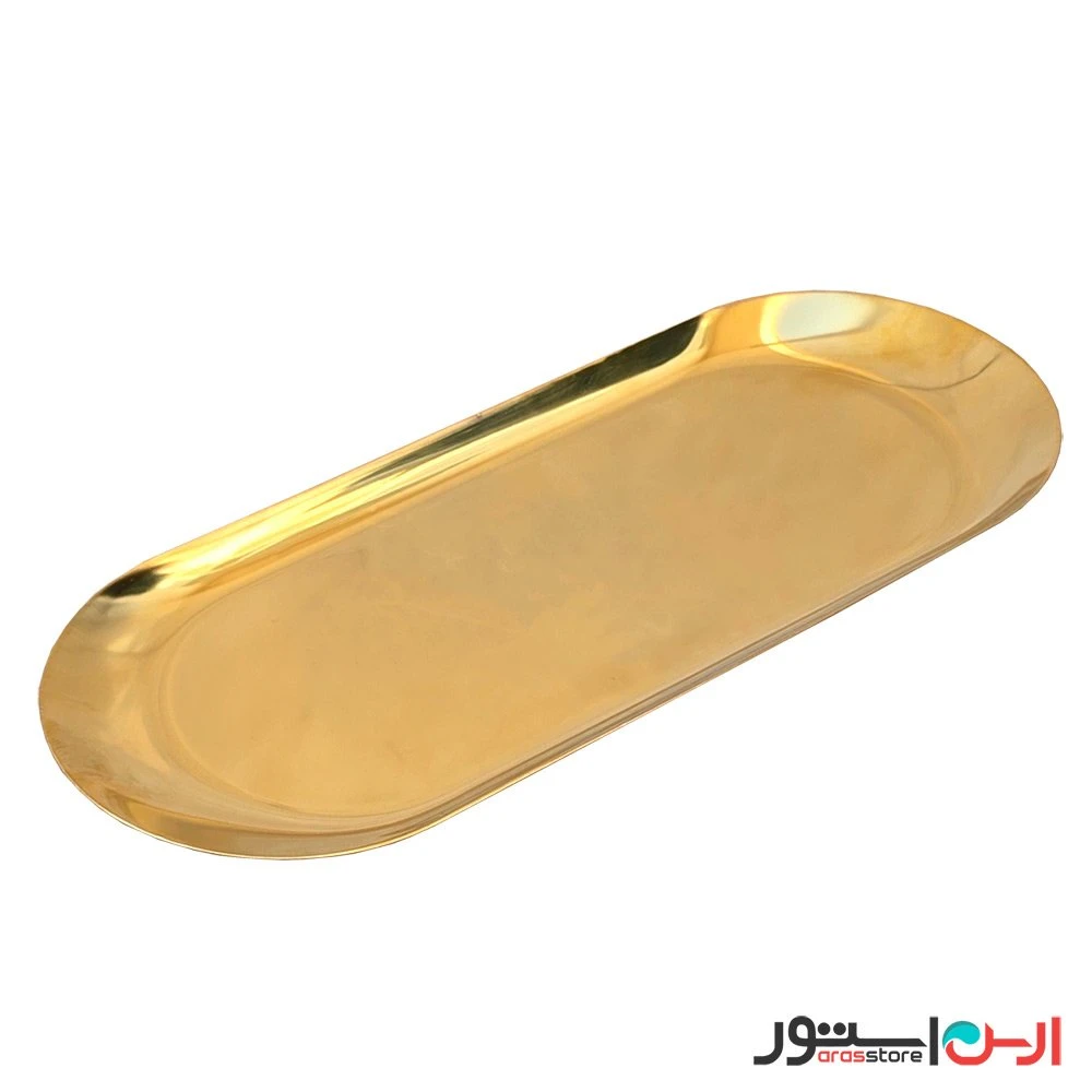 سینی بیضی رولت 10.5*26 سانتی طلایی استیل